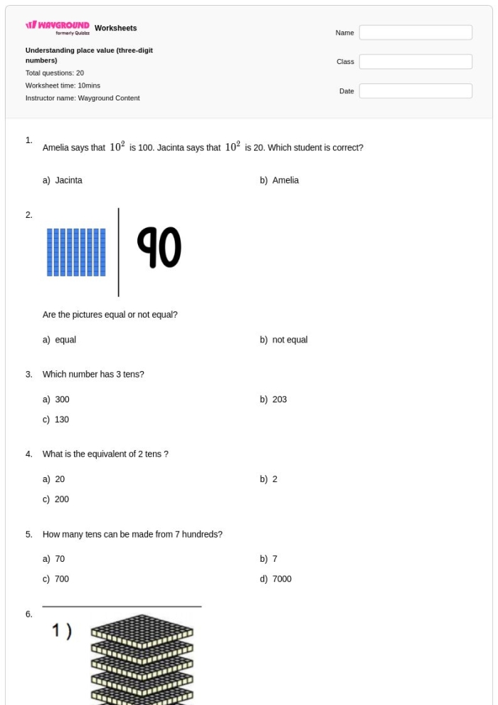 Second grade worksheet showing place value practice for three-digit numbers part fifteen