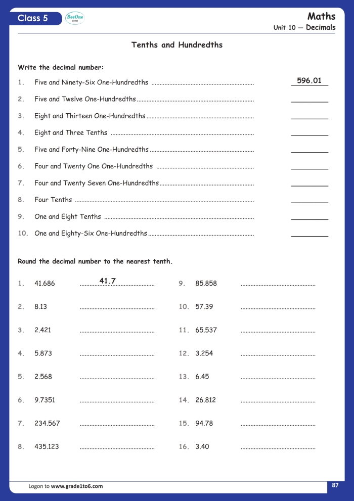 Place Value Practice: Thousandths Worksheet for Kids Worksheet for practicing place value with thousandths for third graders