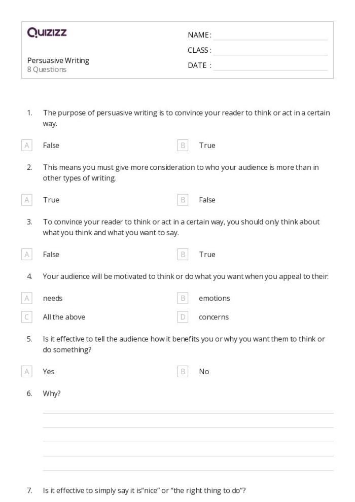 Worksheet for planning a persuasive paragraph aimed at second and third graders