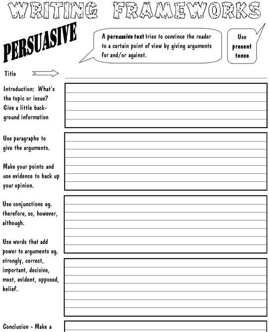 Worksheet for planning a persuasive paragraph aimed at second and third graders