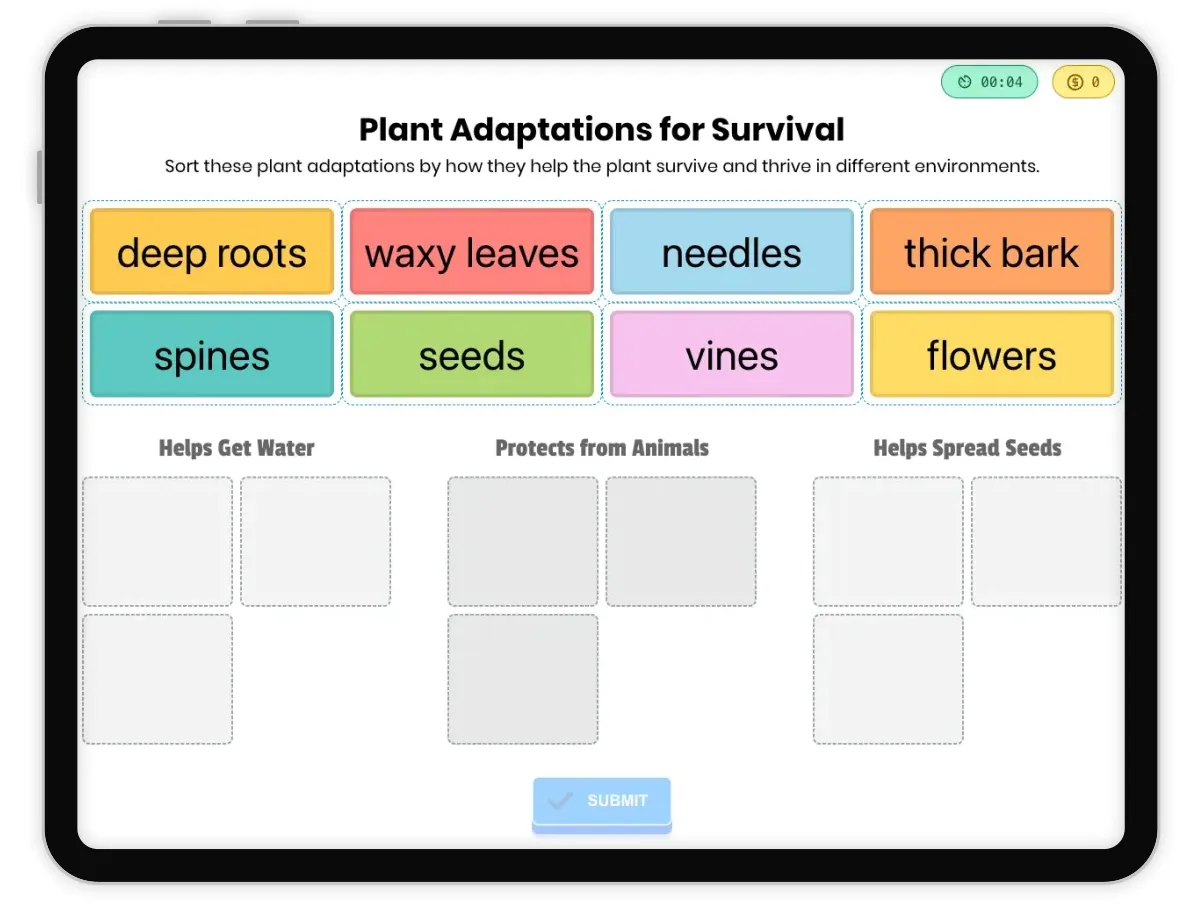 Plant Survival worksheet for kindergarten focusing on ratios and proportions Worksheet helping kindergarteners learn about what plants need to grow tall