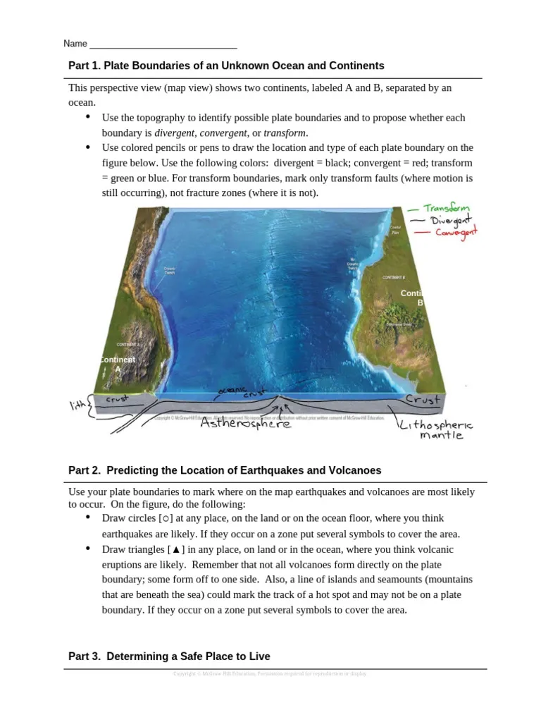 Sixth grade students analyzing scientific diagrams to identify geological evidence of plate tectonics