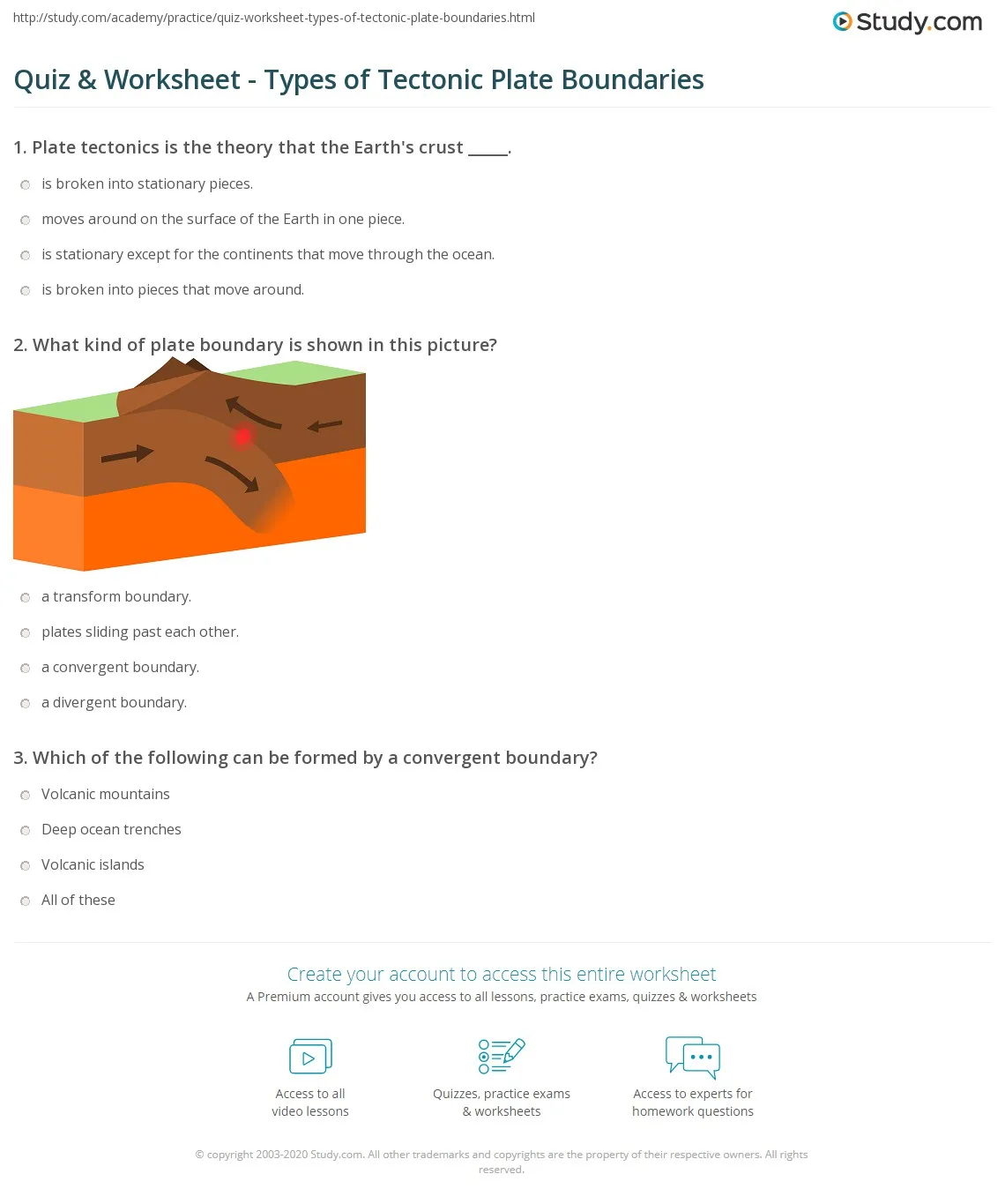 Worksheet showcasing diagrams for understanding plate tectonics in Earth history