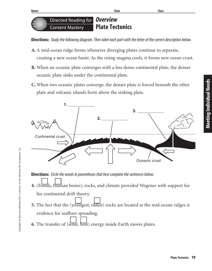 Plate Tectonics worksheet for Fifth Grade