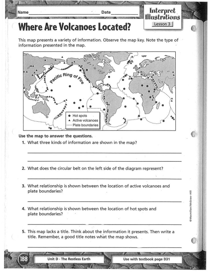Fifth grade students learning about Earth's moving crust in a plate tectonics reading worksheet
