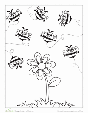 Cute and colorful graphics of the Play Busy Bees worksheet for preschoolers' learning. Engaging board game design for developing data and graphing skills in Pre-K.