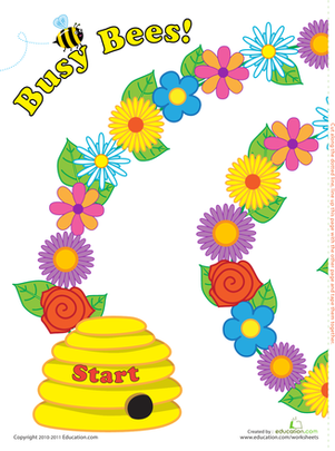 Colorful Play Busy Bees worksheet with graphing activities for Pre-K students 17