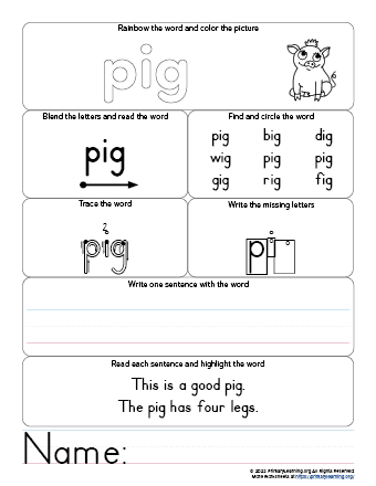 Writing worksheet for First Grade A cheerful pig rolling in mud, encouraging first graders to create sentences. Playful Pig Sentence Building Worksheet for First Grade.