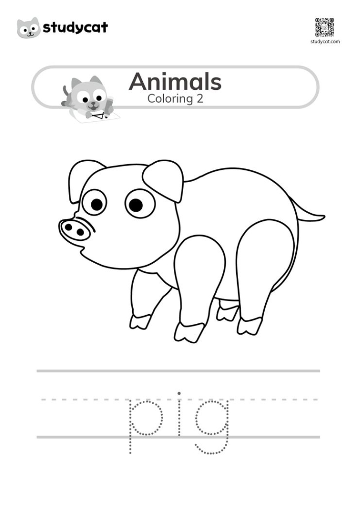 Writing worksheet for First Grade A cheerful pig rolling in mud invites first graders to build sentences. Playful Pig Sentence Building worksheet for imaginative writing activities.