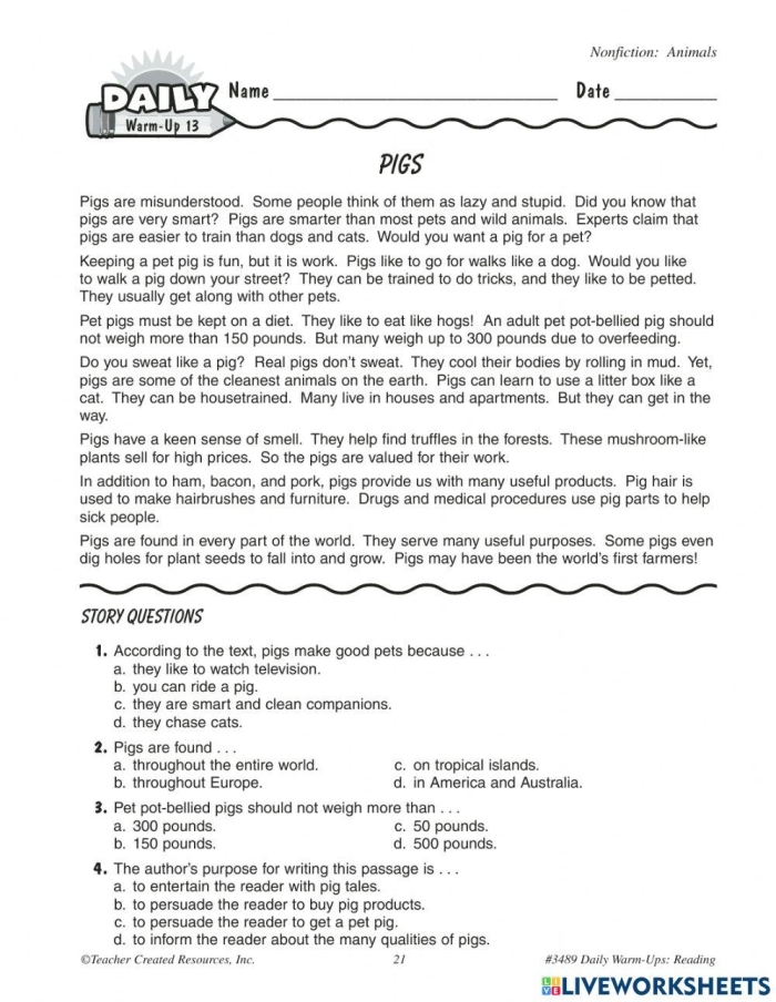 Writing worksheet for First Grade A cheerful pig rolling in mud, inviting first graders to create fun sentences. Playful Pig Sentence Building Worksheet for First Grade.