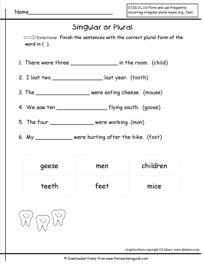 Singular to plural nouns practice sheet for kids in second grade Worksheet for converting singular nouns to plural nouns for second graders