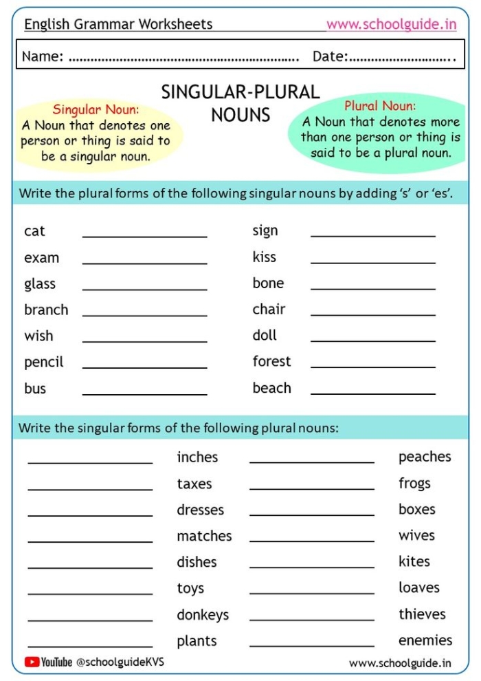 Singular to Plural Noun Practice Worksheet Number 14 Second grade students working on a worksheet to convert singular nouns into plurals using s or es suffixes