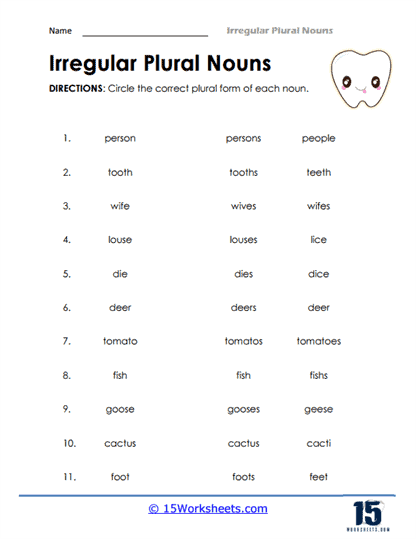 Second grade worksheet page for changing singular nouns ending in y to plural ies