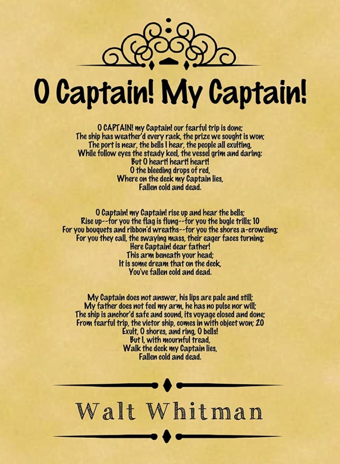 Seventh grade students analyzing figurative language in Walt Whitman's O Captain My Captain poem worksheet activity