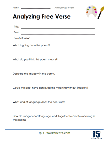 Sixth grade worksheet titled Analyzing Poetry When I Was One-and-Twenty by A.E. Housman featuring poetic analysis exercises