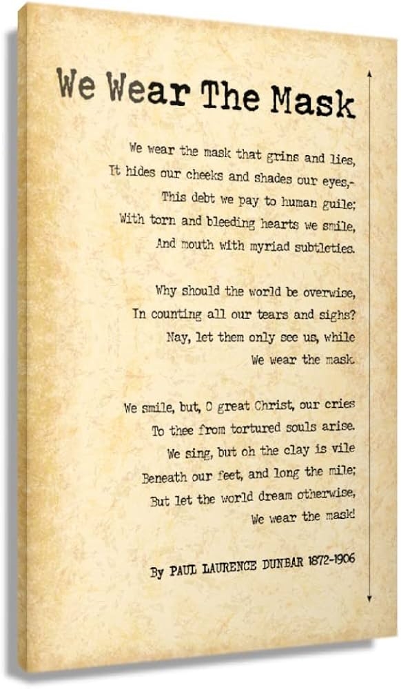 A seventh grade student filling out a poetry analysis worksheet for We Wear the Mask by Paul Laurence Dunbar