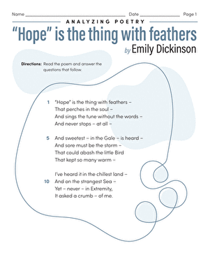 Eighth grade reading comprehension worksheet focused on analyzing the poem Impressions by Alice Moore Dunbar-Nelson