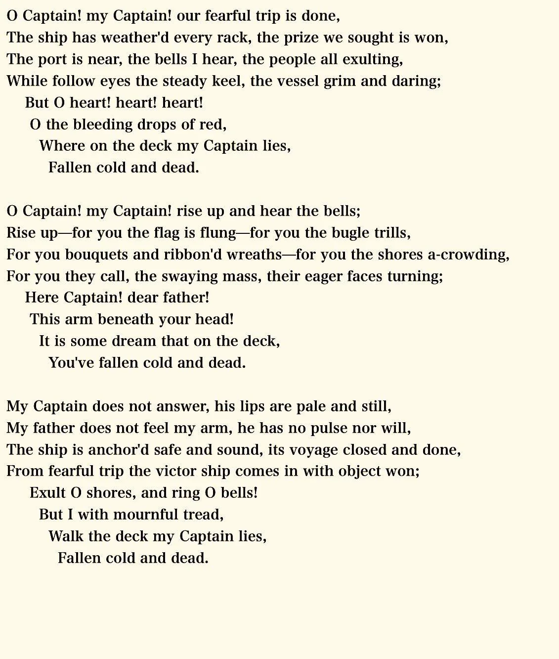 Seventh grade students analyzing figurative language in Walt Whitman's O Captain My Captain poem worksheet page 11