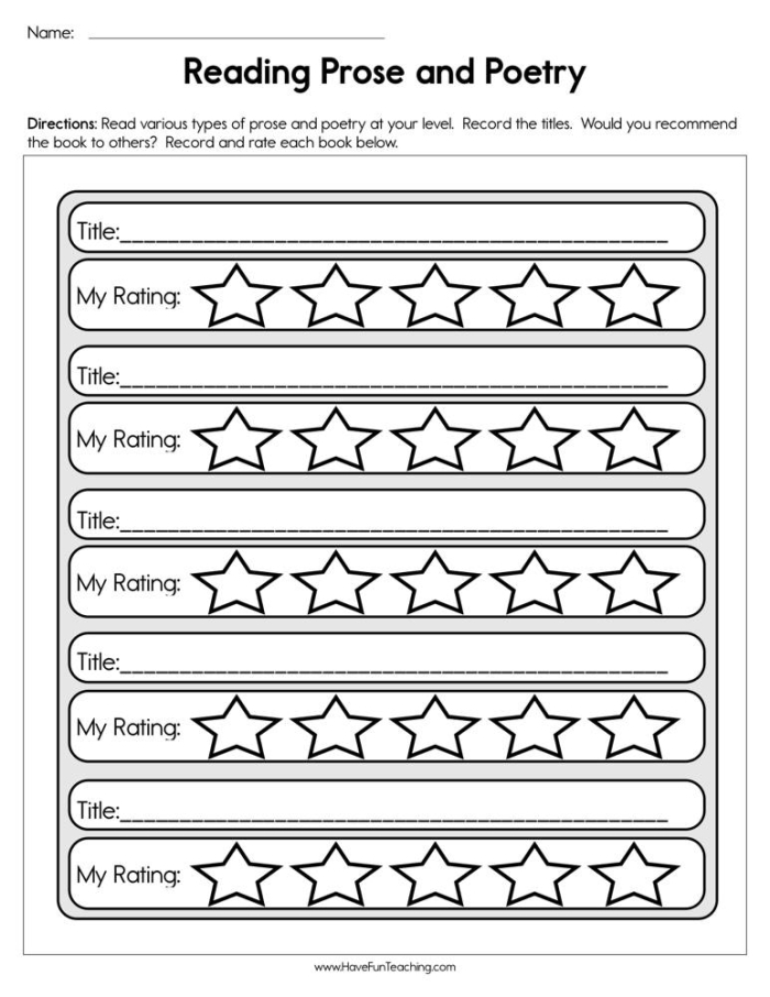 Explore twelve poetry elements and six poem types in this engaging worksheet Poetry Guide worksheet for fourth graders featuring elements and types of poems