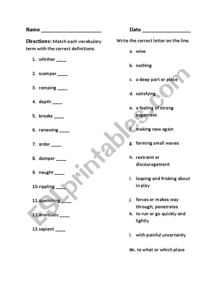 Third grade poetry vocabulary learning activity image Poetry vocabulary diagram worksheet for third graders