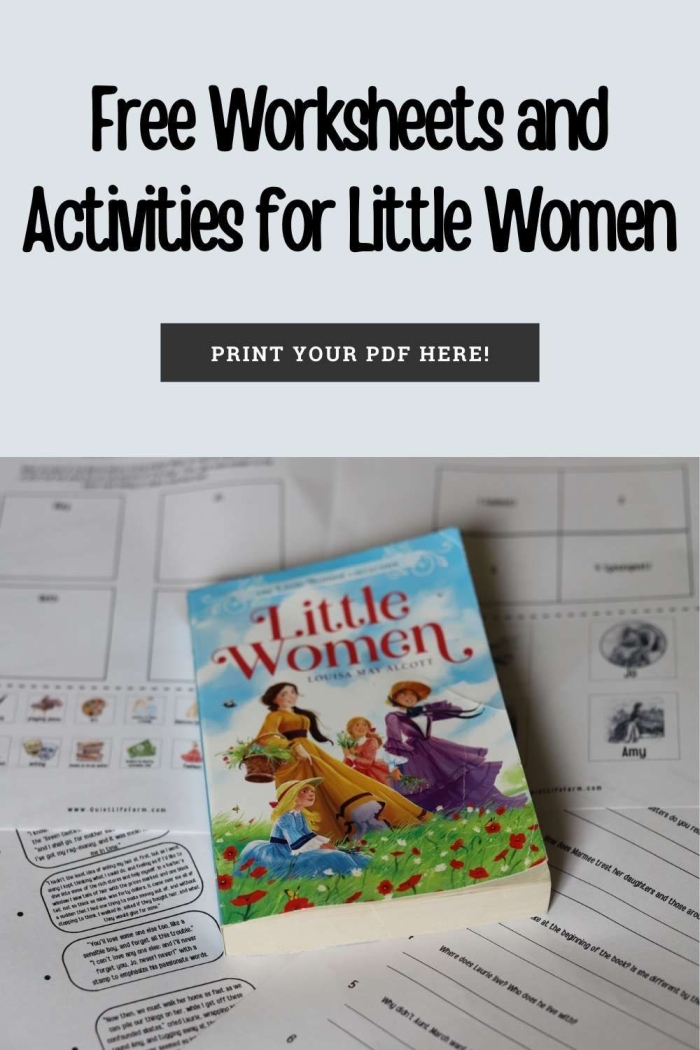 Seventh grade reading comprehension worksheet showing Little Women text excerpt with point of view analysis questions and activities