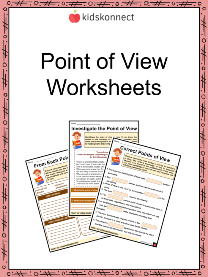 Fourth grade students practicing identifying narrative perspectives on a point of view worksheet