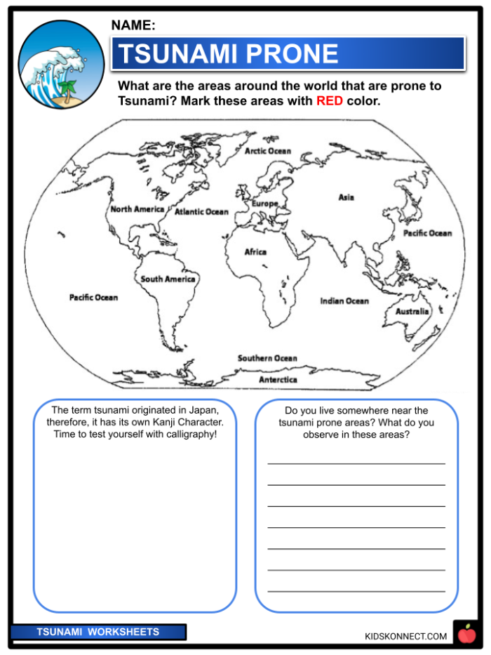 Third grade Spanish worksheet for identifying the author's point of view regarding the 2004 Tsunami