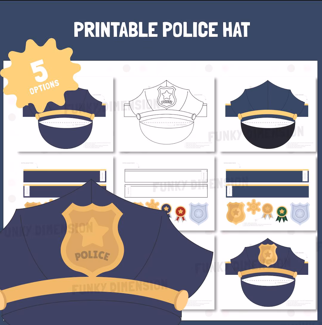Geometry Worksheet 14 Police Officer Hat and Badge Coloring Page A coloring activity for young children featuring a police badge and hat outline