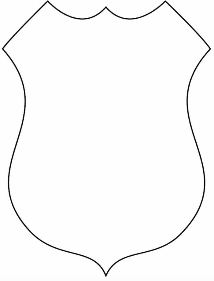 Police Officer Hat and Badge Worksheet 2 Pre-K student coloring activity featuring a police officer hat and badge outline for geometry practice