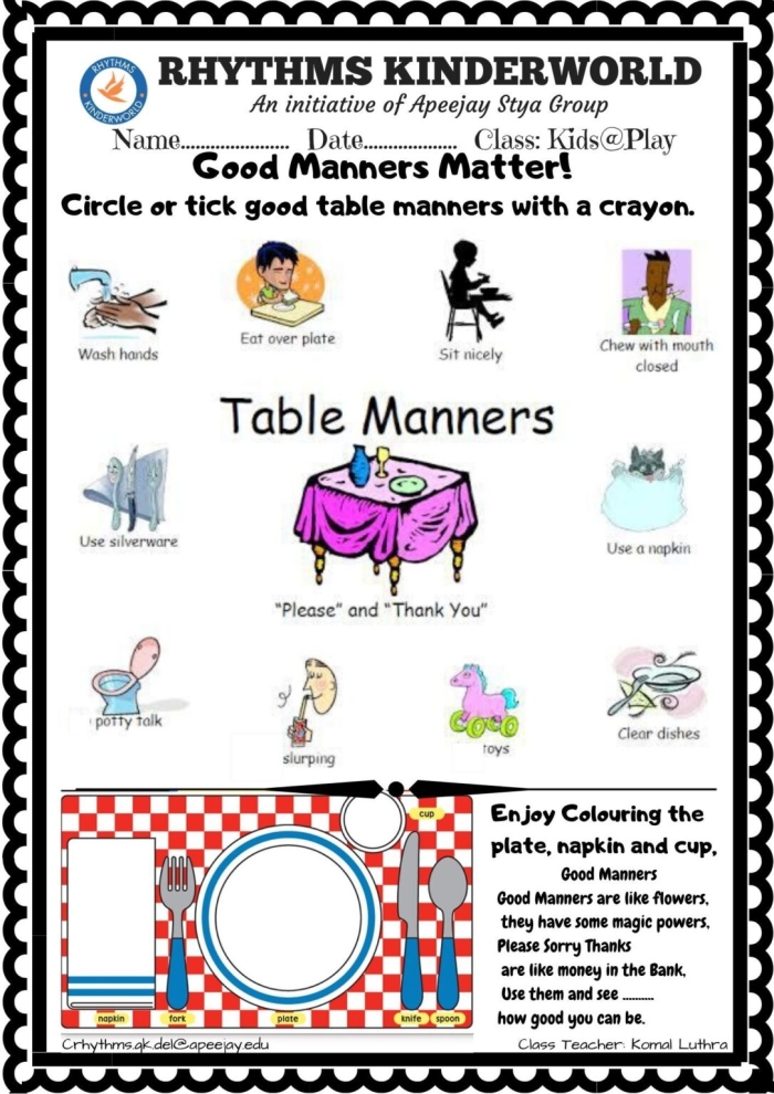 Engaging worksheet to teach young kids essential etiquette skills Manners worksheet designed for Pre-K children to learn polite behavior and helpfulness