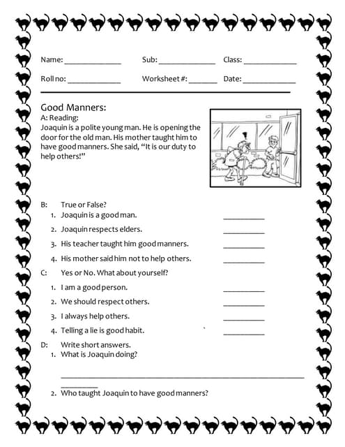 Interactive worksheet for teaching basic manners to young learners in a fun way Manners worksheet designed for Pre-K children to learn polite behavior and etiquette