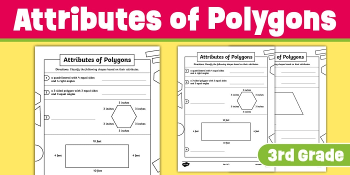 Polygon Attributes Reference Guide for Elementary Reading Support Third grade glossary page showing polygon attributes with visual examples and definitions for EL learners