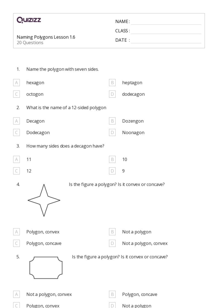 The Attributes of Polygons Glossary Reference Guide Image 19 Glossary page showing polygon definitions and attributes for third grade students learning about shapes