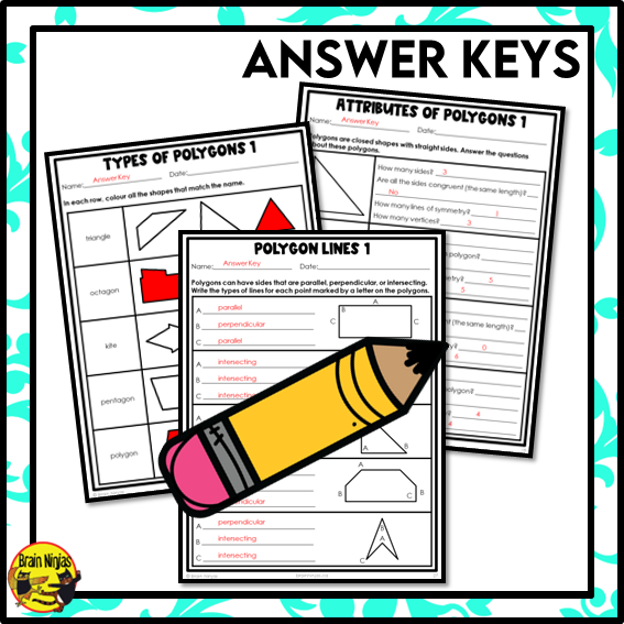 Glossary of Polygon Attributes Educational Worksheet for Third Grade A glossary page featuring vocabulary and definitions for a third grade geometry lesson on polygons