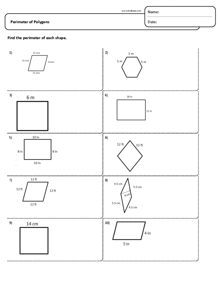 Fourth grade students solving polygon perimeter word problems using a four-step method to calculate distances around shapes