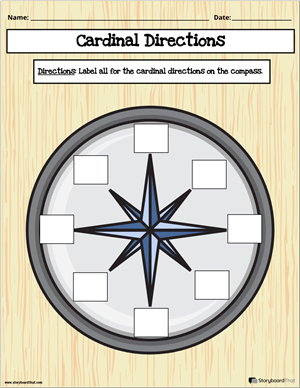 First grade worksheet for practicing position and direction skills such as left and right