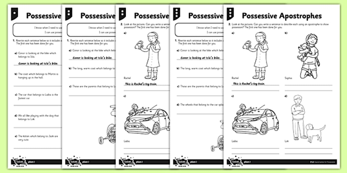 Engaging second-grade handwriting activity focused on possessive apostrophes Colorful worksheet featuring Punctuation Pig for practicing possessive apostrophes