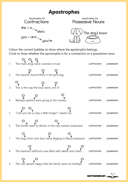 Engaging Possessive Apostrophes With Punctuation Pig worksheet for handwriting practice A colorful worksheet featuring Punctuation Pig to teach second graders about possessive apostrophes