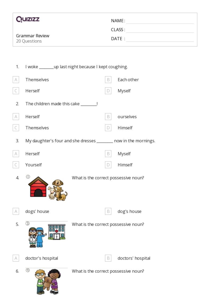 Singular and Plural Possessives Worksheet 16 Fourth grade worksheet explaining how to correctly place apostrophes for singular and plural possessive nouns