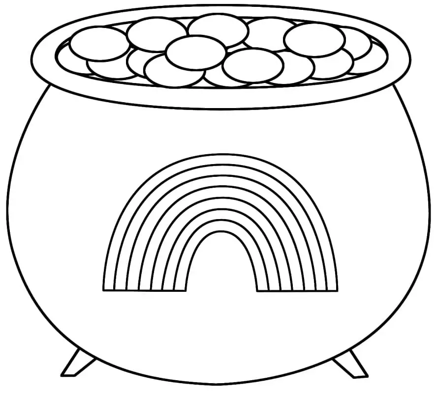 Pot of gold coloring page worksheet for kindergarten, perfect for celebrating St. Patrick's Day. Fun and educational activity for kids to learn about time and money.
