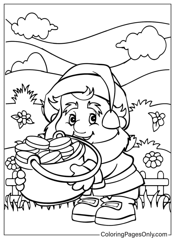 Kindergarten worksheet featuring a pot of gold at the end of a rainbow to color for St. Patrick's Day