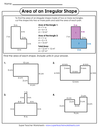 Practice Finding Area: Victor the Vacuum worksheet for fourth graders Worksheet for calculating the area of a floor plan, featuring rooms for Victor the Vacuum