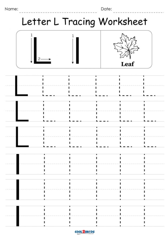 Practice Tracing the Letter L worksheet for preschoolers to enhance fine motor skills
