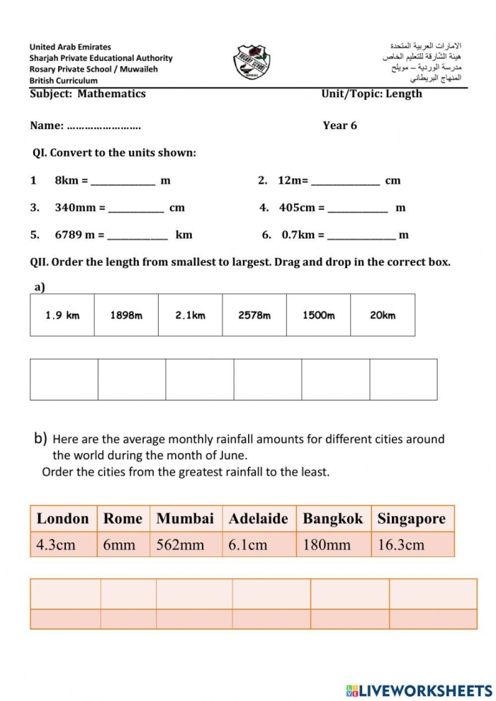 Measurement worksheet for Third Grade Practice Reading Lengths worksheet for third graders focusing on measuring cute images in feet or inches. Engaging measurement activity for young learners to enhance their skills.
