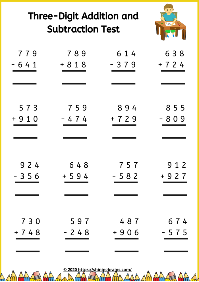 Practice Test: Two-Digit Addition and Subtraction worksheet for Second Grade