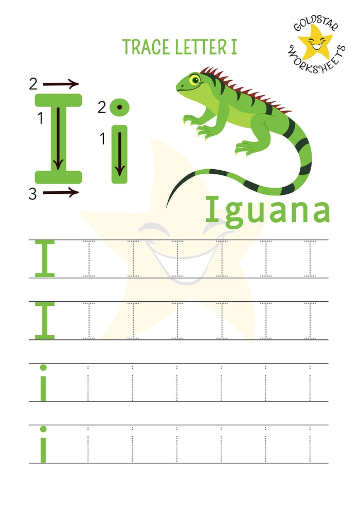 Geography worksheet for Pre-K Worksheet for tracing the letter I, designed for pre-K children to enhance fine motor skills. Practice Tracing the Letter I worksheet for preschoolers, emphasizing letter formation.