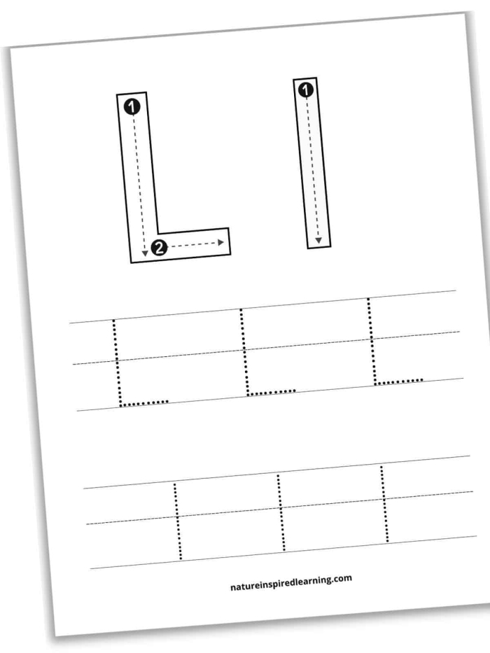 Practice Tracing the Letter L worksheet for preschool children focusing on fine motor skills