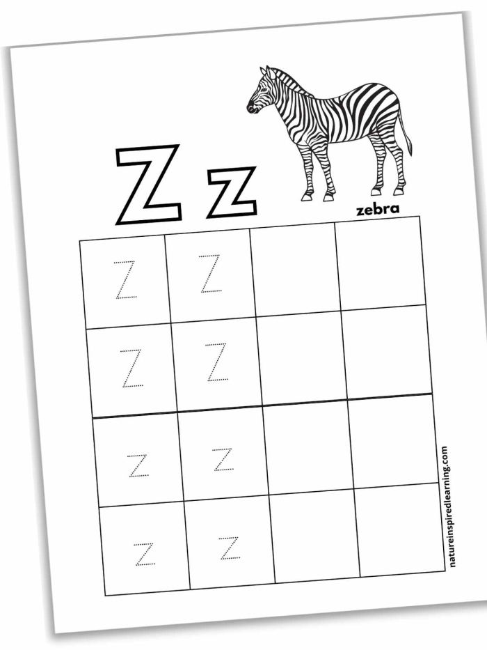 Practice Tracing the Letter Z worksheet for Pre-K students focusing on fine motor skills