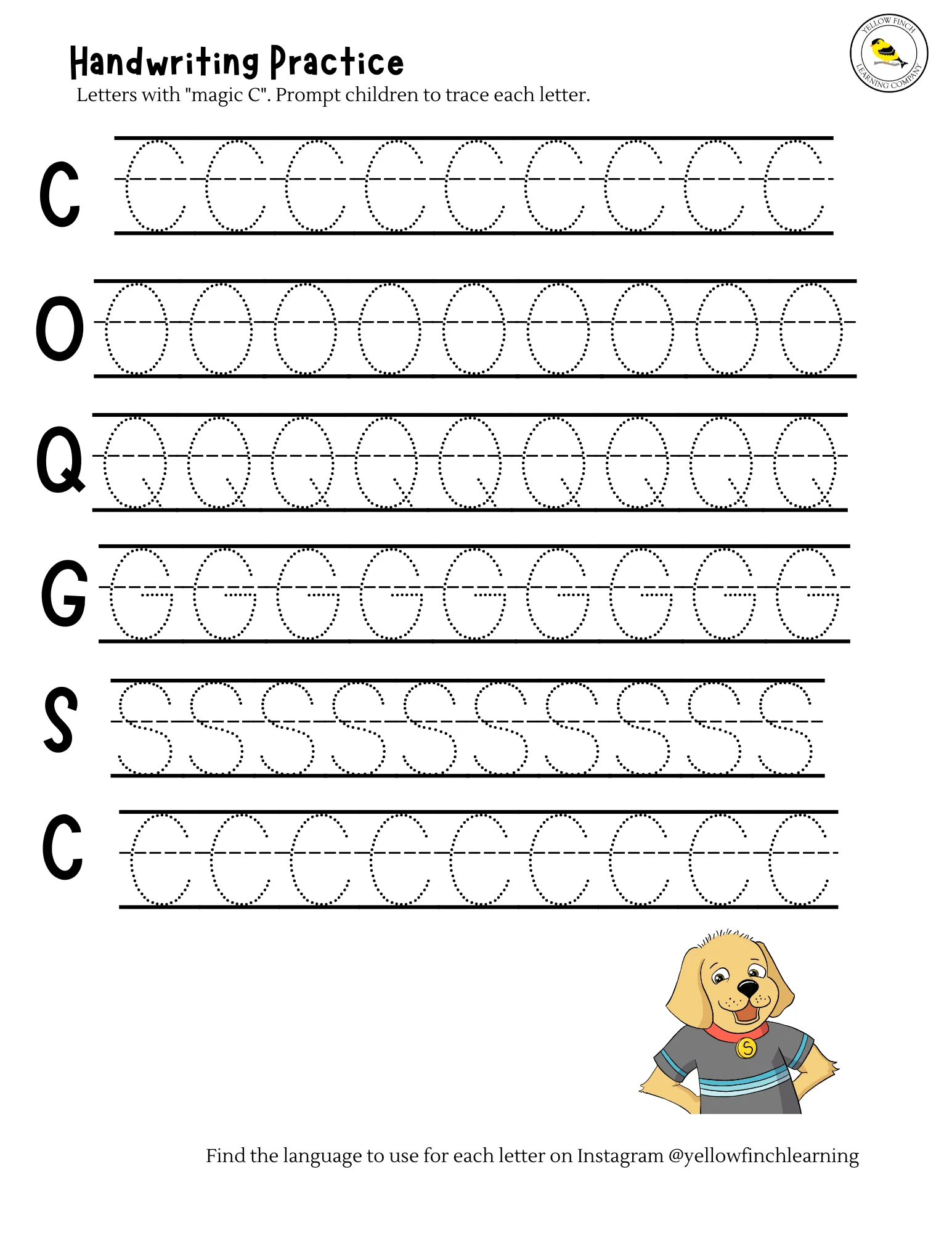 Practice Tracing the Letter C worksheet for Pre-K
