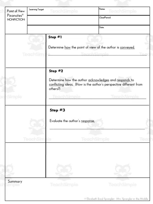 Practicing Point of View worksheet for fourth graders focusing on pronouns